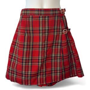 Carolina Colours Vintage Plaid Skort Size S/M Red Tartan Buckles Punk Grunge 80s